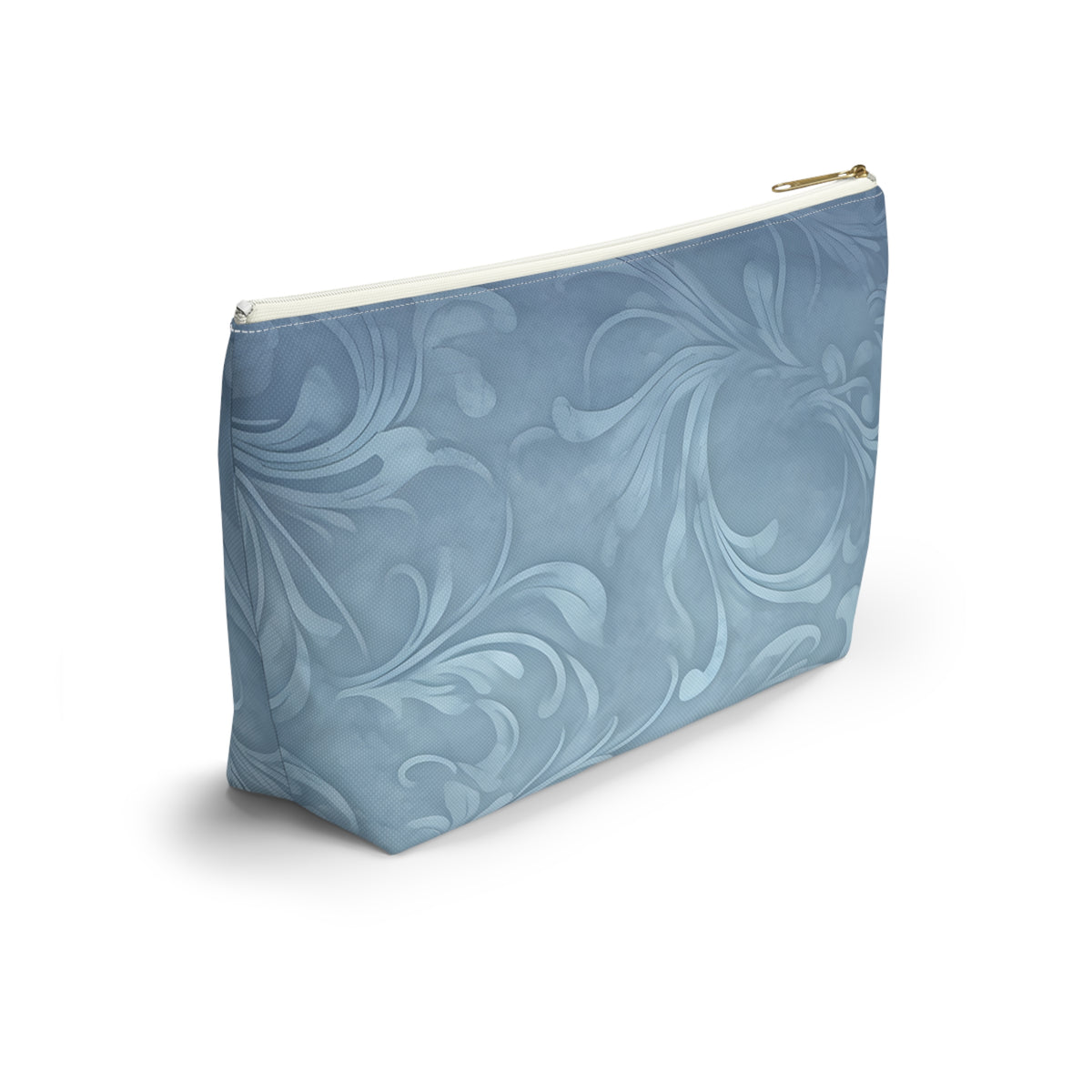 Blue Floral Swirl Accessory Pouch — T-Bottom Makeup & Travel Zip Bag