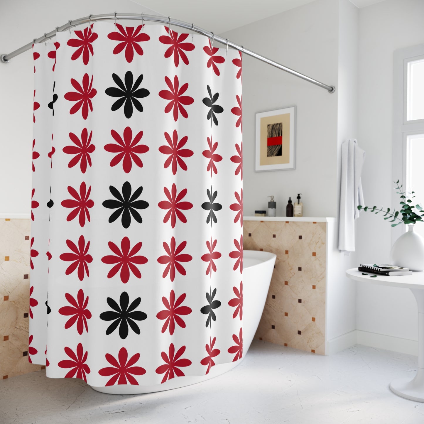 Bold Floral Shower Curtains - Retro Chic Decor, Bathroom Accessories