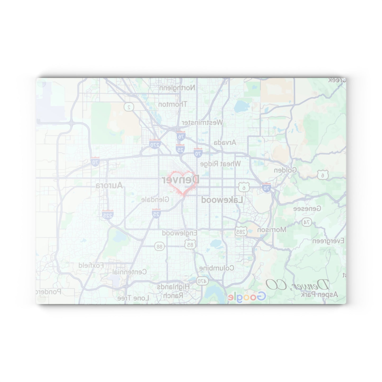 Personalized Denver Map Glass Cutting Board, Kitchen Decor, Housewarming Gift, Wedding Gift, Unique Gift for Chefs, Culinary Lover