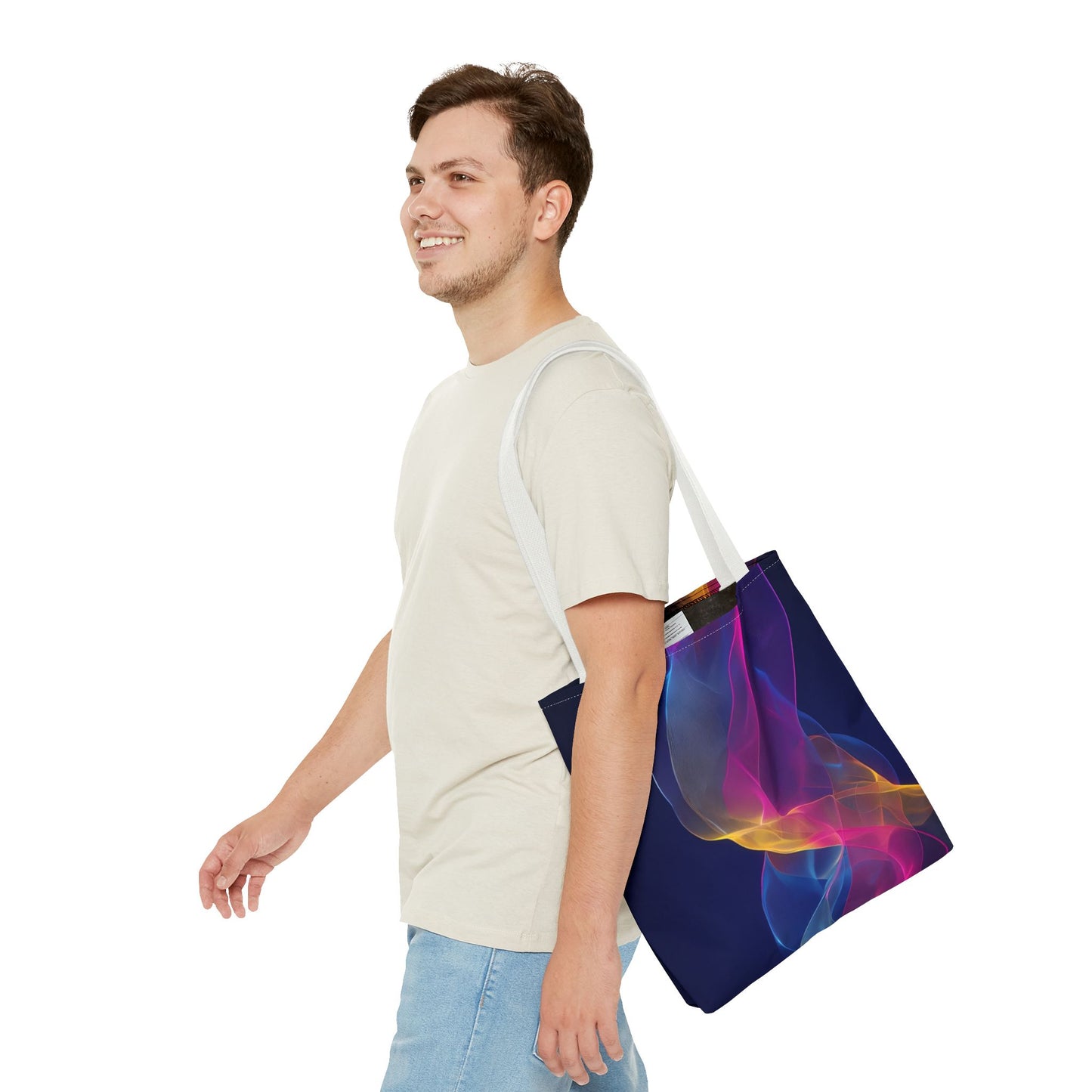 Colorful Abstract Tote Bag, Stylish Shopping Bag, Reusable Groceries Bag
