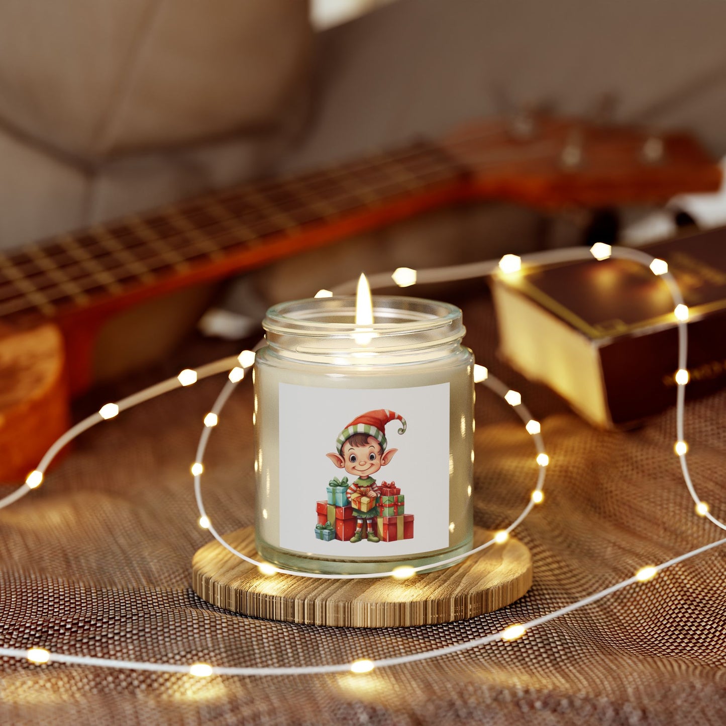 Festive Elf Scented Candle, Cheerful Holiday Decor, Perfect Gift for Christmas, Seasonal Home Fragrance, Joyful Aromatherapy