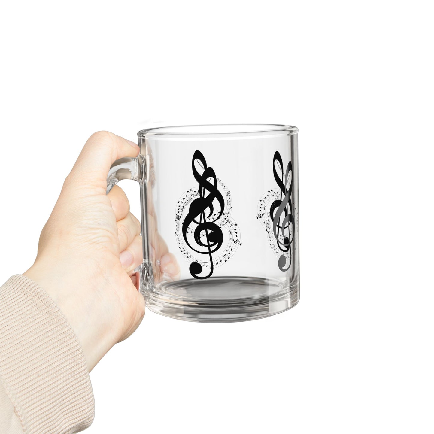 Musical Glass Mug, 10oz - Perfect for Coffee, Tea, Gifts for Music Lovers, Home Decor, Party Favors, Unique Drinkware