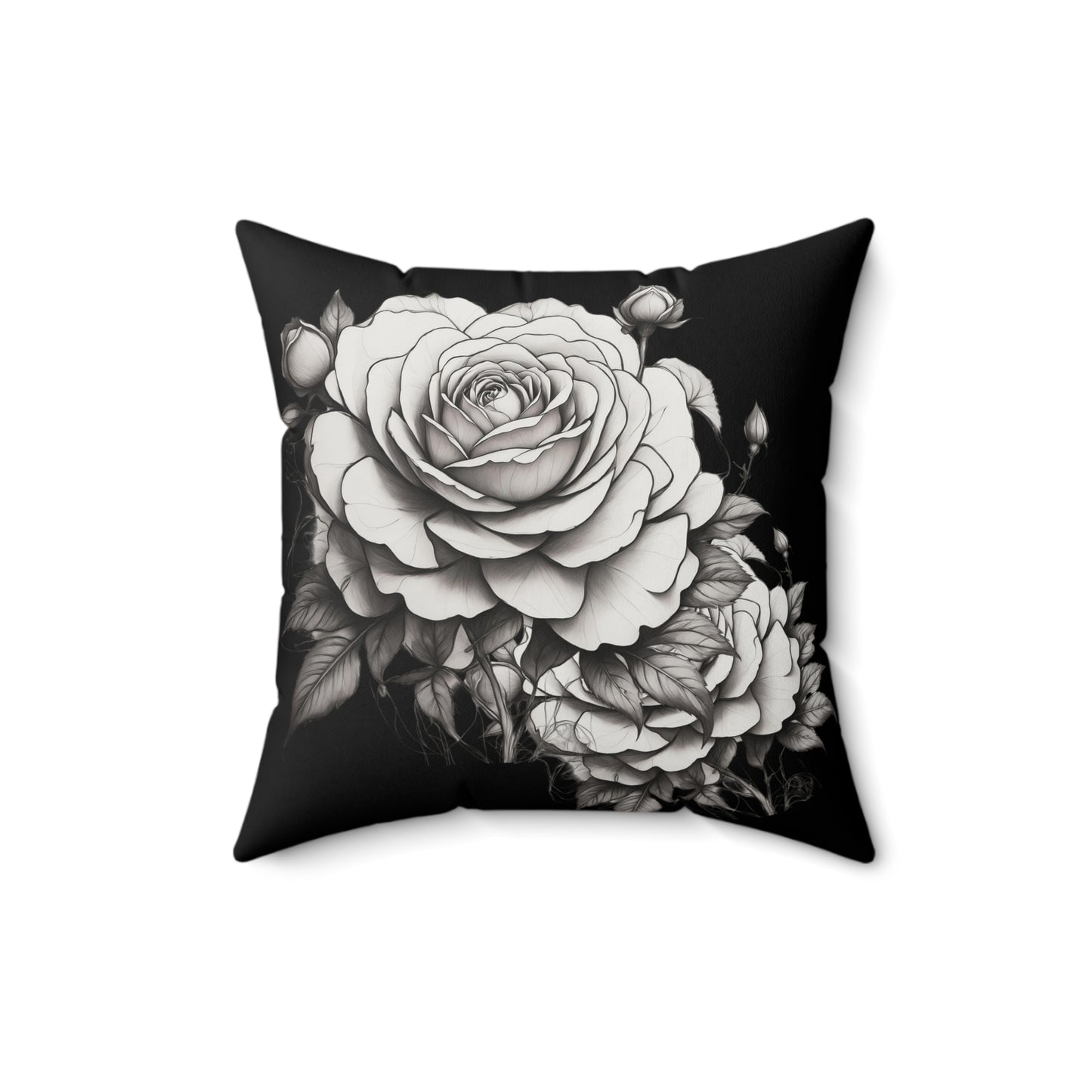 Elegant Floral Decorative Pillow, Home Decor, Gift for Her, Black and White Cushion, Boho Chic Pillow