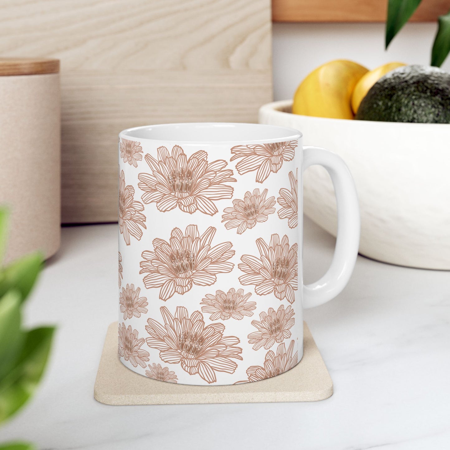 Floral Ceramic Mug - Pink Lotus Coffee Cup, Gift for Flower Lovers, Home Decor, Mother's Day, Tea Drinkers, Cozy Mornings