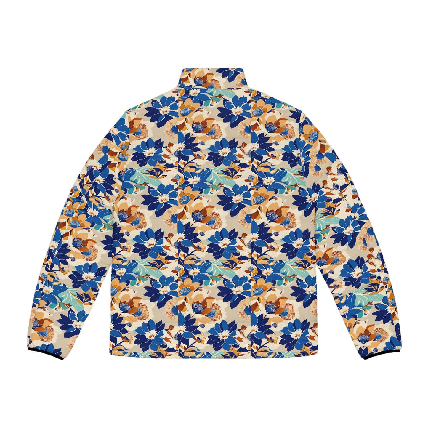 Floral Men's Puffer Jacket, Stylish Winter Coat, Nature-Inspired Outerwear, Trendy Layering Piece, Perfect for Gifting