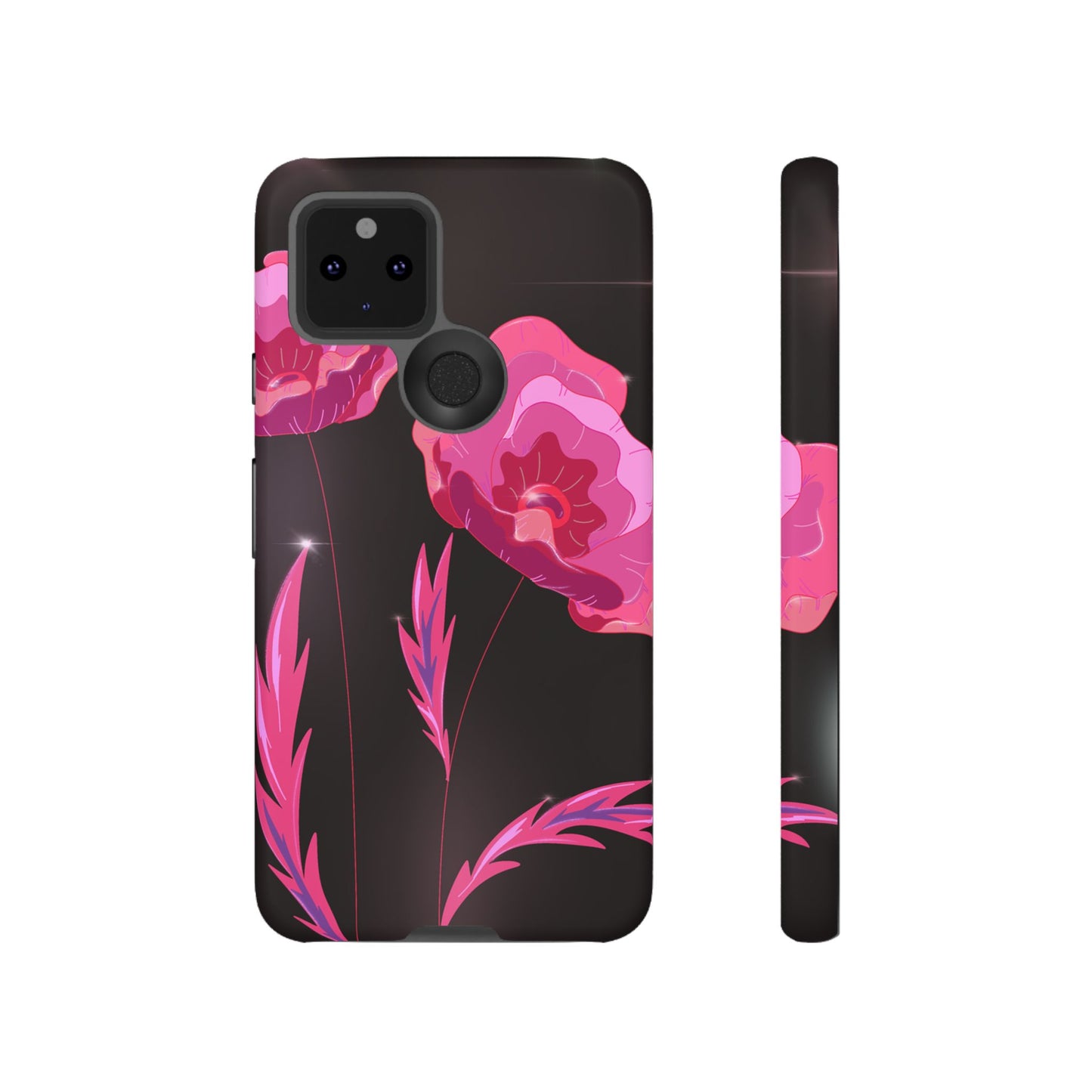 Floral iPhone Case | Tough Cases with Pink Poppy Design, Elegant Flower Phone Cover, Gift for Her, Spring Accessories, Chic Tech