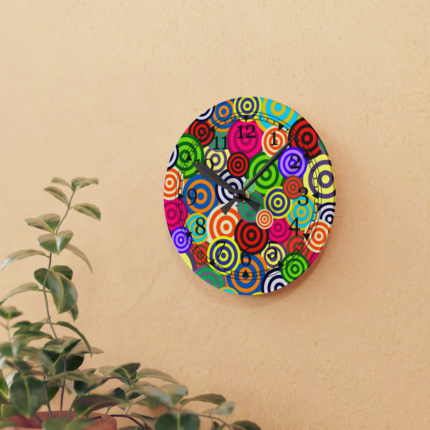 Colorful Retro Acrylic Wall Clock, Funky Home Decor, Unique Gift, Wall Art, Vibrant Timepiece