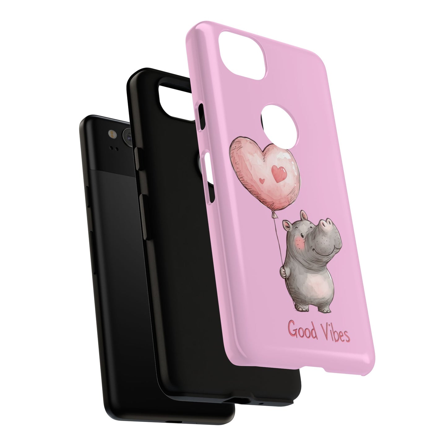 Cute Hippo Phone Case | Good Vibes, Gift for Friends, Cute Phone Accessories, Animal Lover Gift, Happy Phone Cover