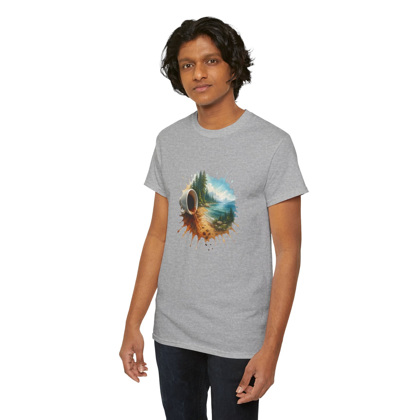 Nature-Inspired Unisex Heavy Cotton Tee, Casual Outfit, Gift for Nature Lovers, Camping Apparel, Outdoor Adventure Shirt