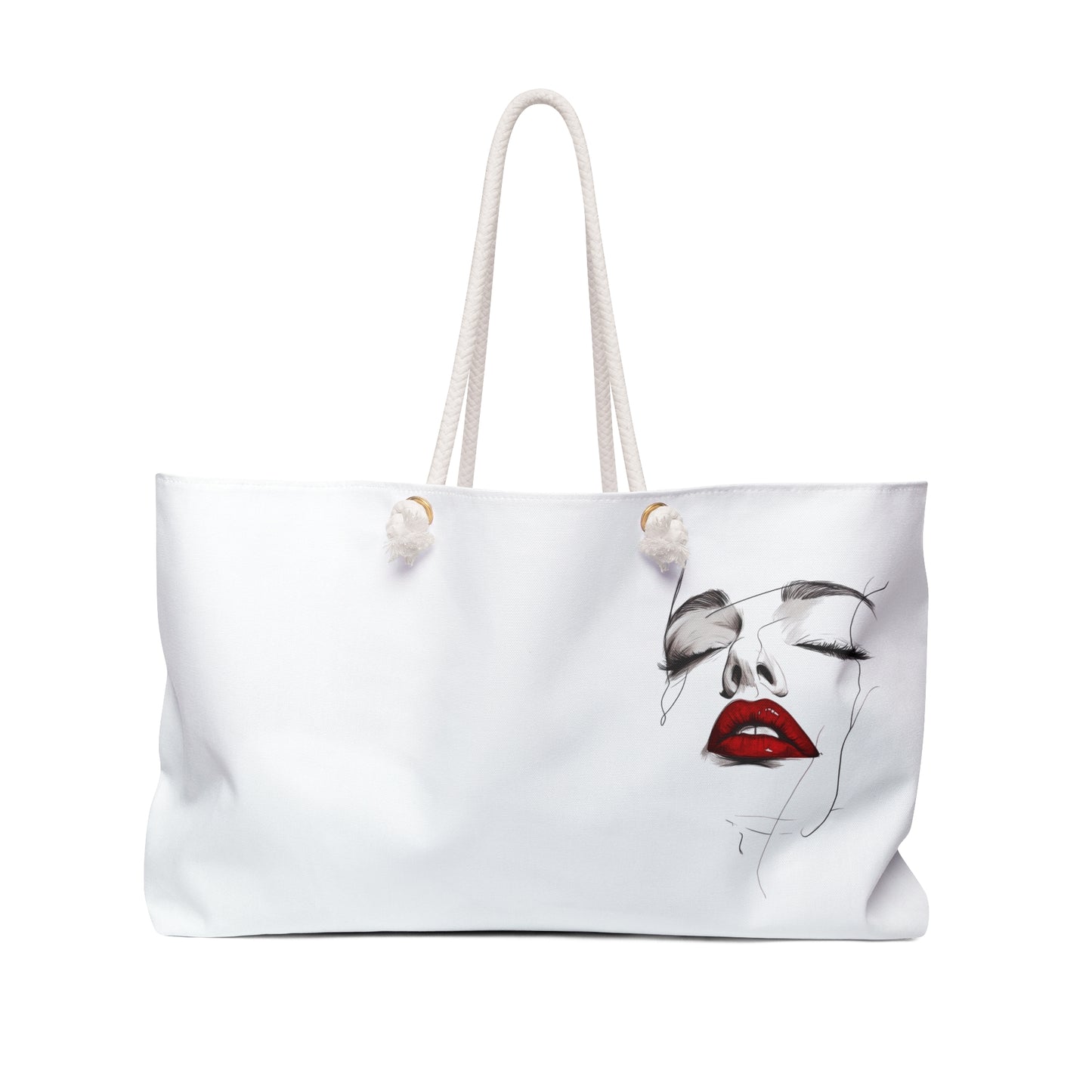 Chic Weekender Bag with Bold Lip Art, Stylish Tote for Travel, Gym, Beach, Weekend Getaways, Perfect Gift for Fashion Lovers