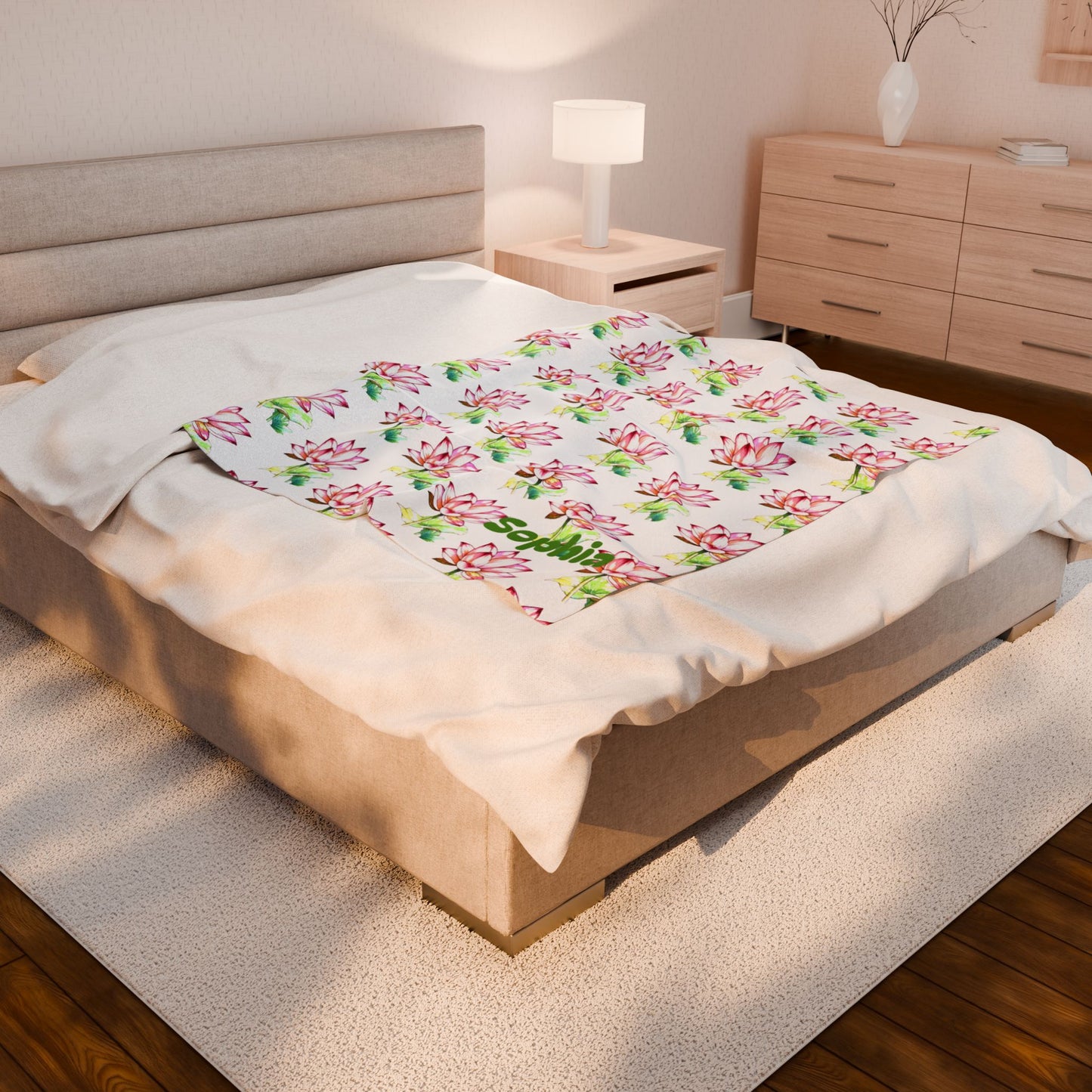 Personalized Floral Velveteen Blanket - Sofia
