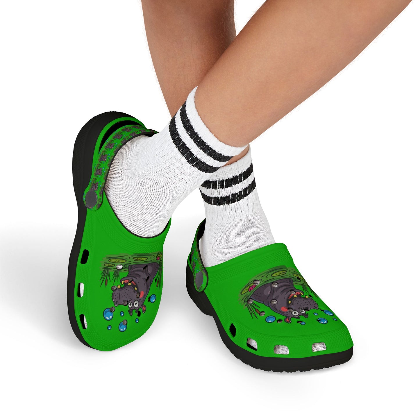 Hippo-Themed Kid's EVA Foam Clogs - Fun Waterproof Slip-Ons for Playtime, Summer, Gifts, Birthdays, Beach
