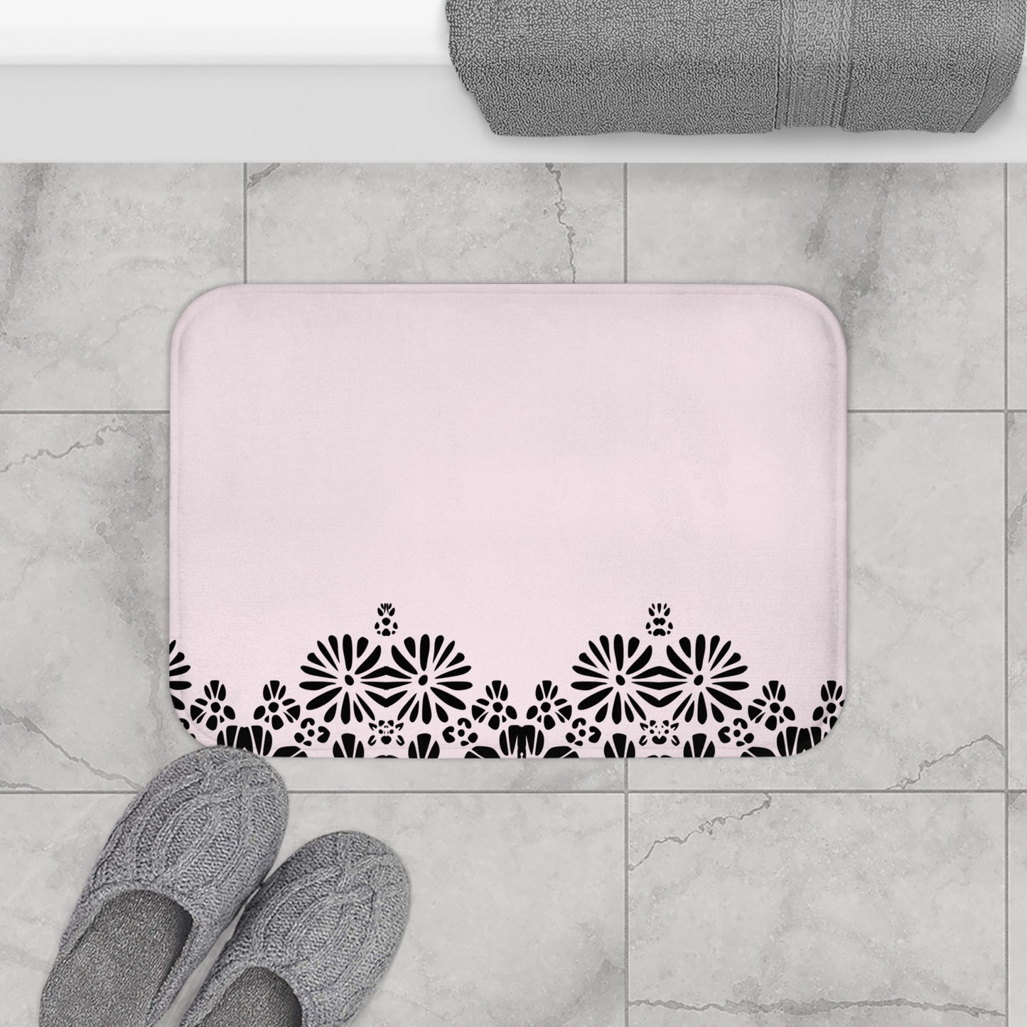 Floral Elegance Bath Mat - Chic Bathroom Decor, Home Spa Essentials, Gift for Her, Modern Design, Cozy Comfort
