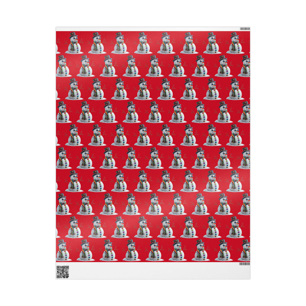 Red Snowman Wrapping Paper Roll – Festive Holiday Gift Wrap with Cute Snowmen Pattern