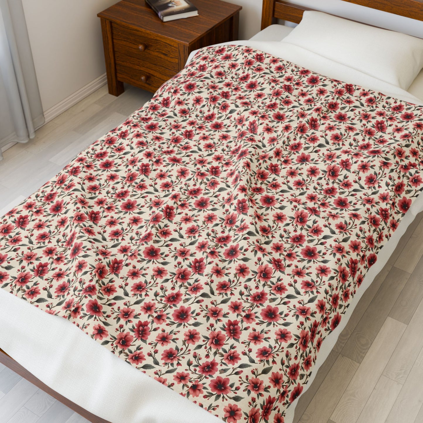 Cozy Floral Velveteen Plush Blanket | Perfect for Home Decor, Gifts, Couch, Travel, Holidays, Soft Throw for Relaxation