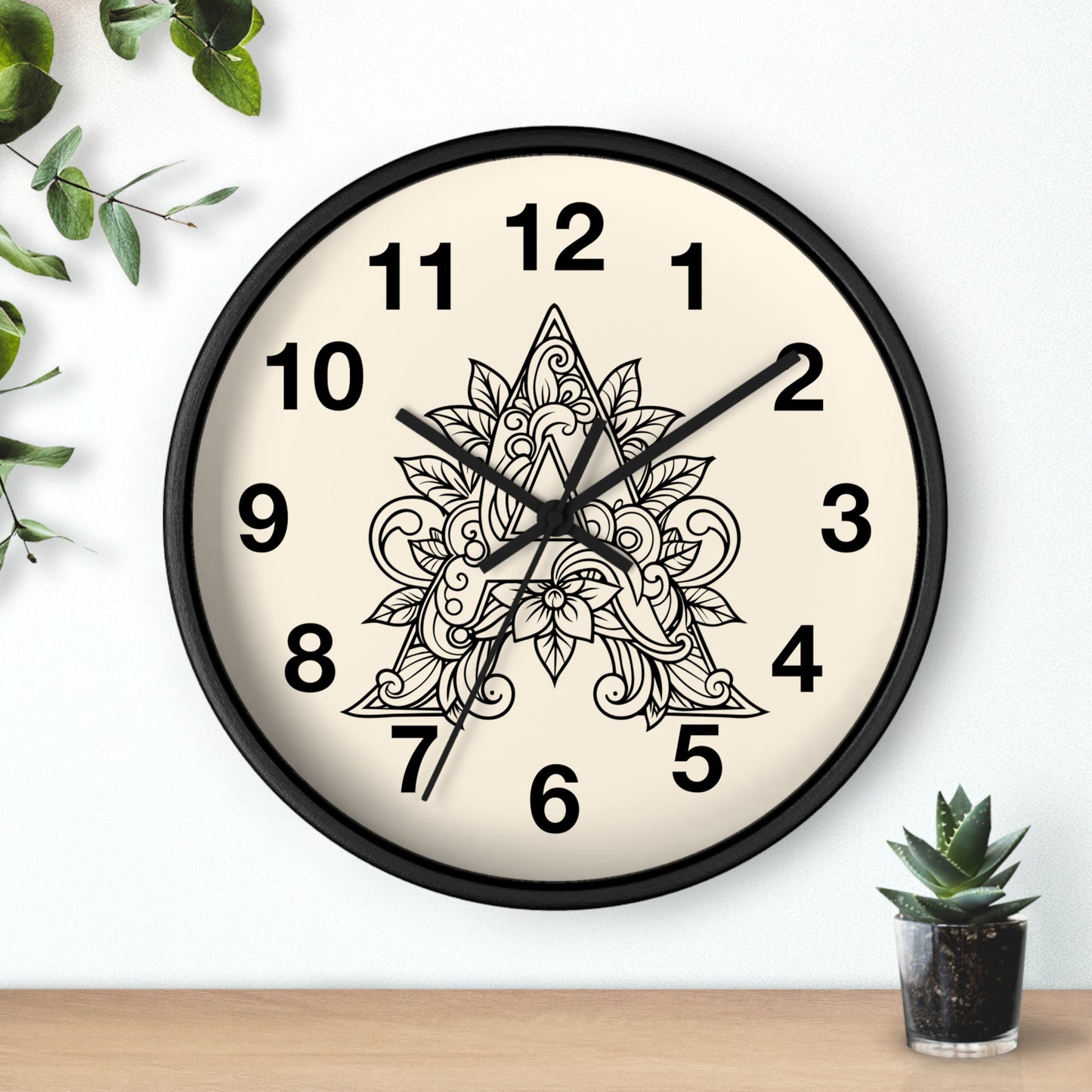 Boho Floral Wall Clock, Home Decor, Gift for Her, Bohemian Style, Living Room Wall Art, Unique Timepiece, Handmade Clock