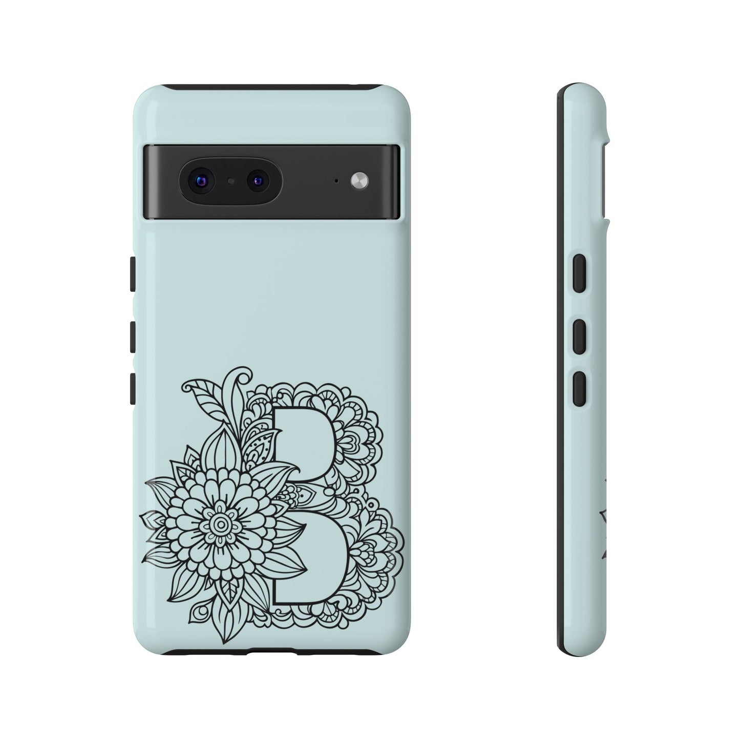 Personalized Tough Phone Case- Letter B, Floral Monogram Cell Phone Cover, Custom Protective Case, Unique Gift, Birthday, Graduation