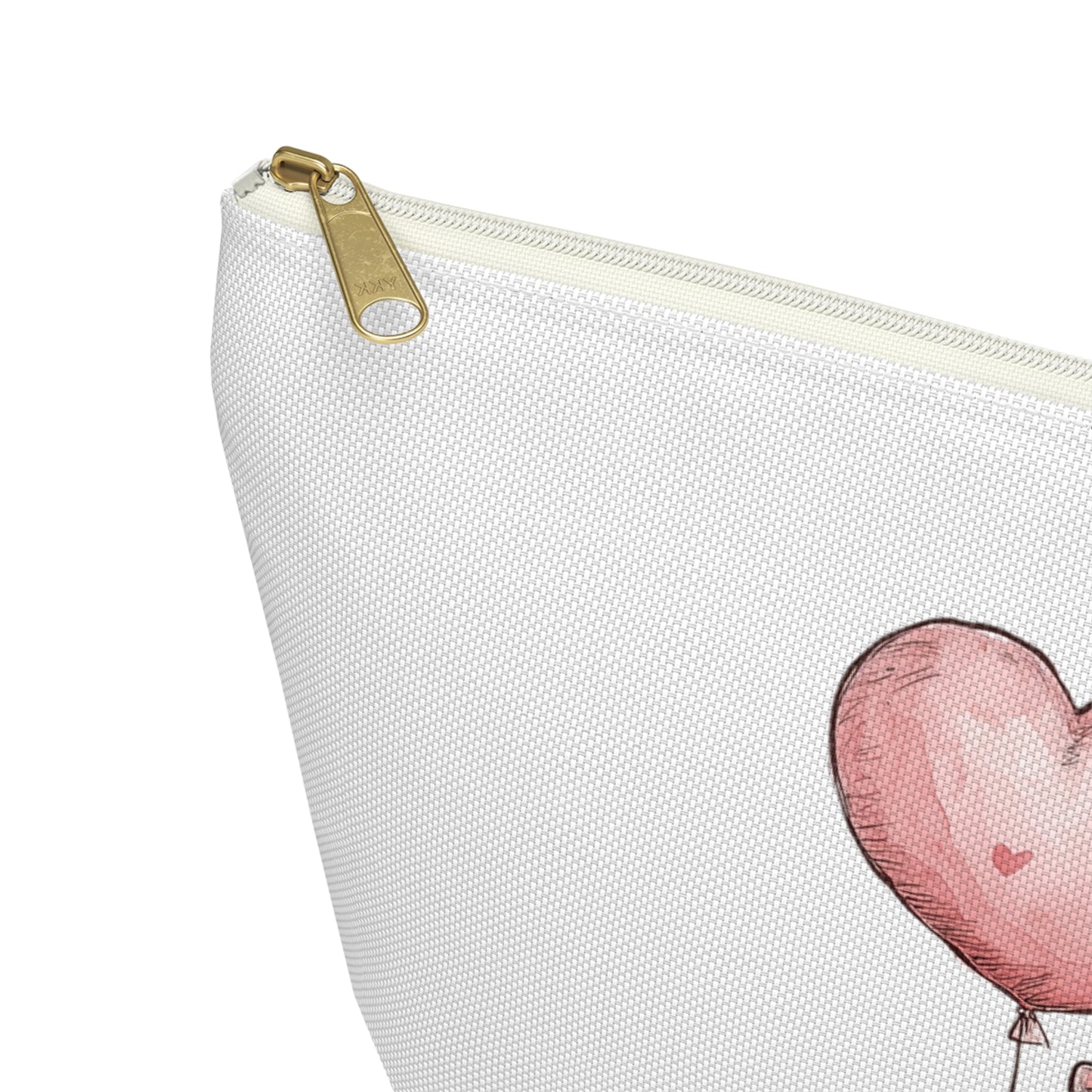 Good Vibes Hippo Accessory Pouch, Cute Makeup Bag, Gift for Animal Lovers, Fun Travel Organizer, Heart Balloon Design
