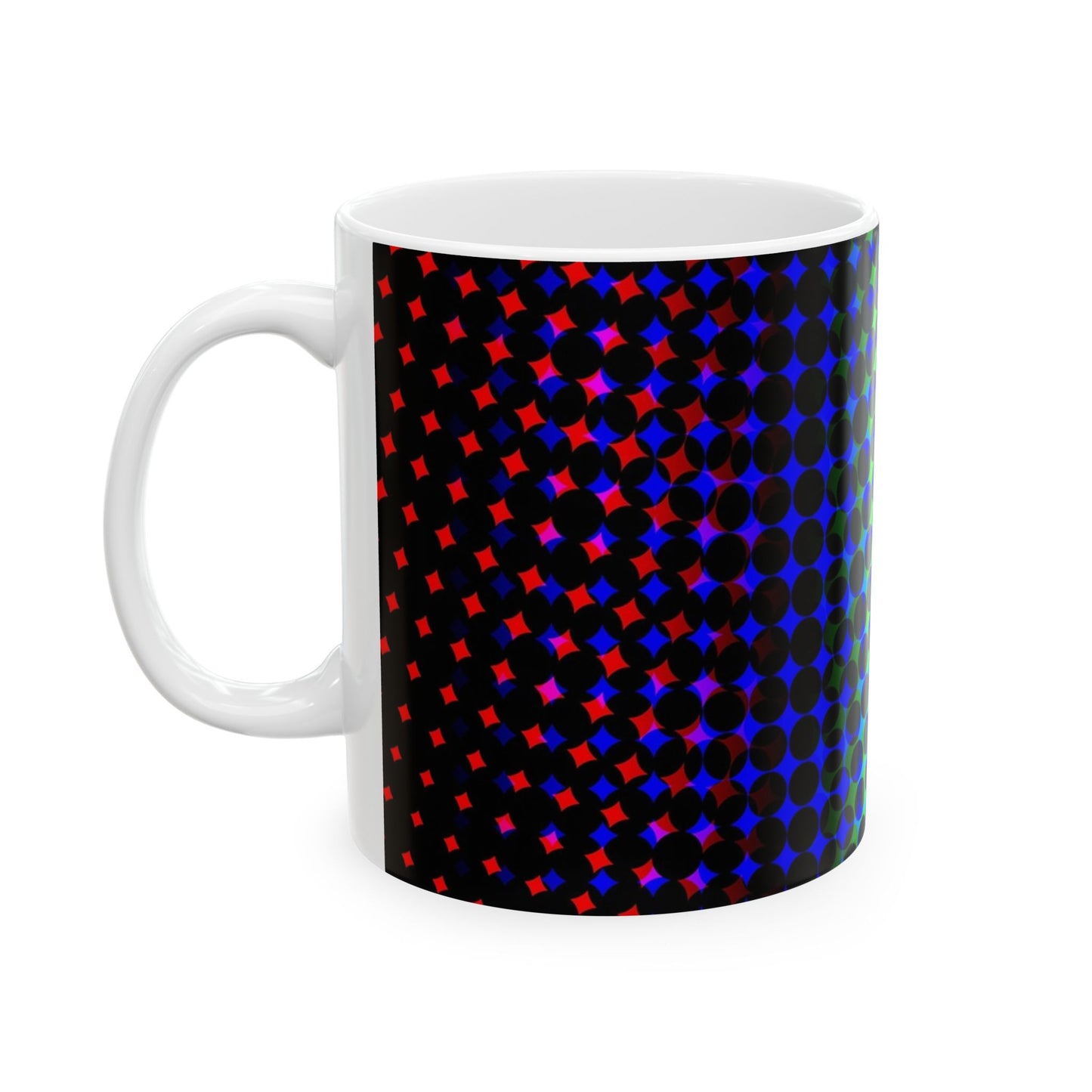 Vibrant Patterns Ceramic Mug, Unique Coffee Cup, Colorful Drinkware