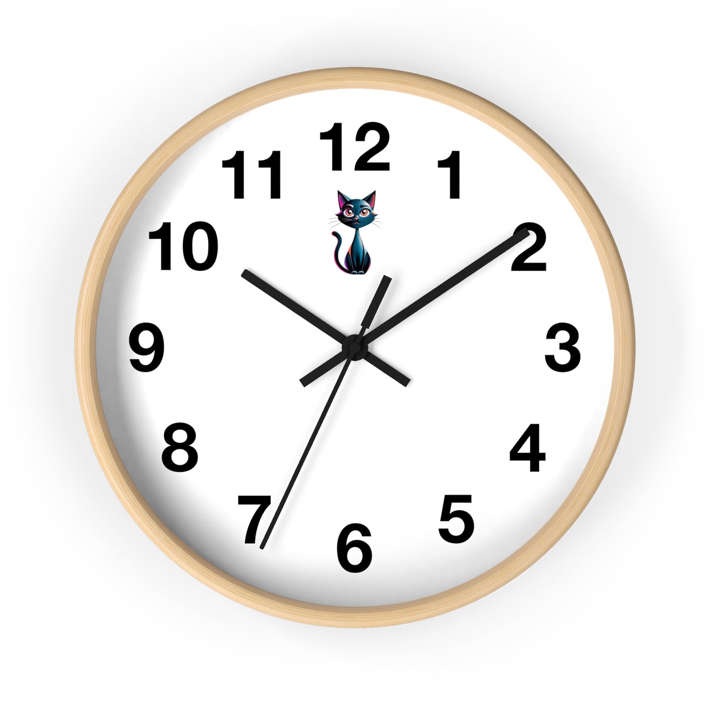 Cute Cat Wall Clock, Feline Decor, Home Office, Gift for Cat Lovers, Adorable Wall Art