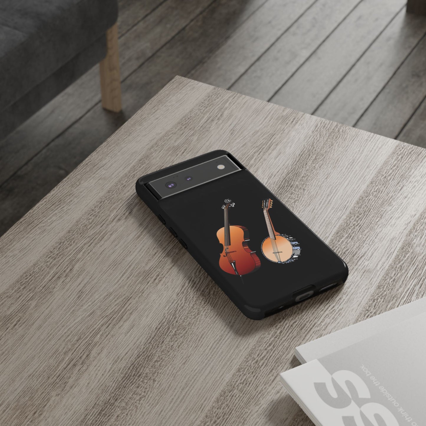 Musical Instrument Phone Case - Violin & Banjo Design, Music Lover Gift, Unique Phone Cover, Holiday Gift, Durable Tough Cases