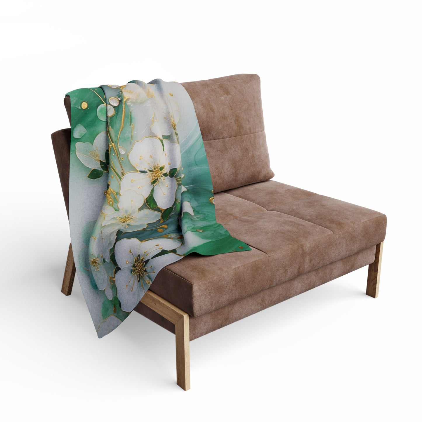 Elegant Floral Arctic Fleece Blanket, Cozy Home Decor, Gift for Her, Wedding Present, Nursery Accent, Luxe Throw