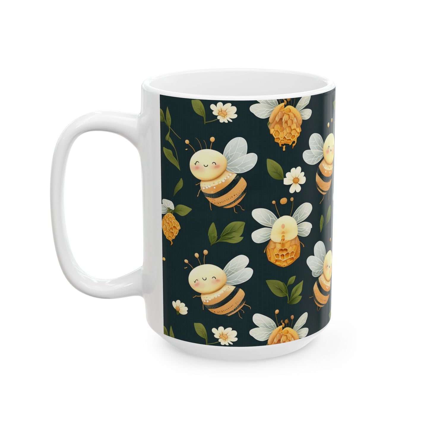 Cute Bee Ceramic Mug - Whimsical Coffee Cup for Bee Lovers, Gift for Her