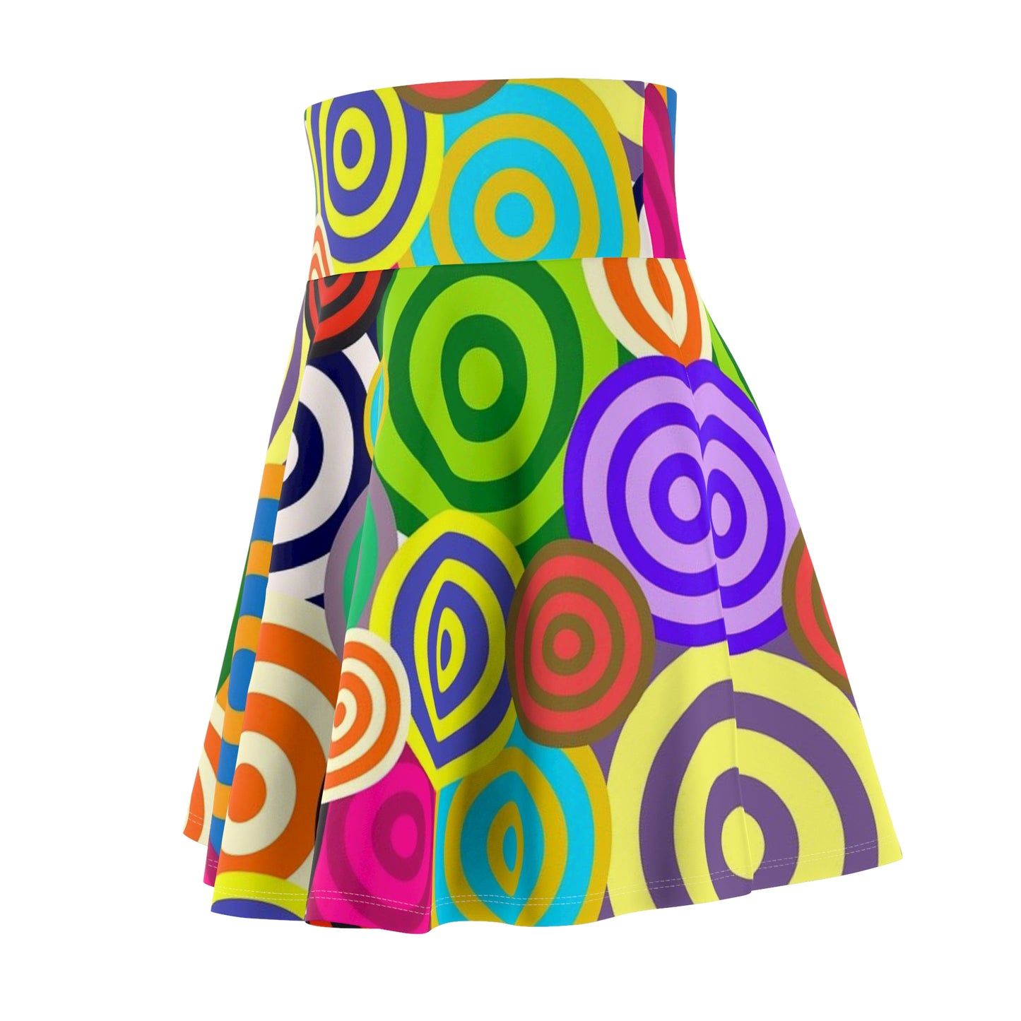 Colorful Spiral Print Women's Skater Skirt, Casual Summer Skirt, Festival Outfit, Bohemian Style, Vibrant AOP Design, Gift for Her