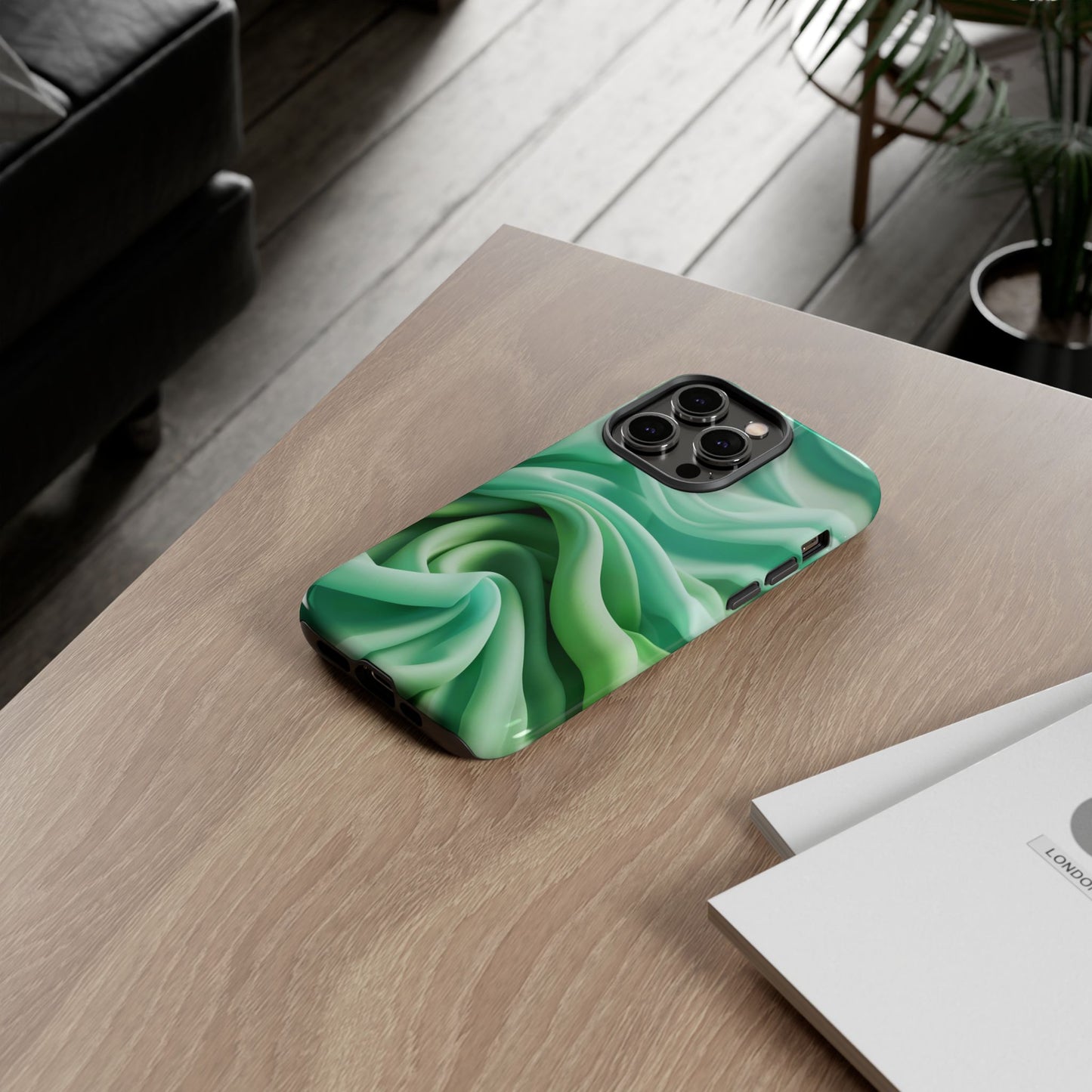 Stylish Phone Case, Tough Case, Green Abstract Design, Cell Phone Cover, Unique Gift, Trendy Accessory