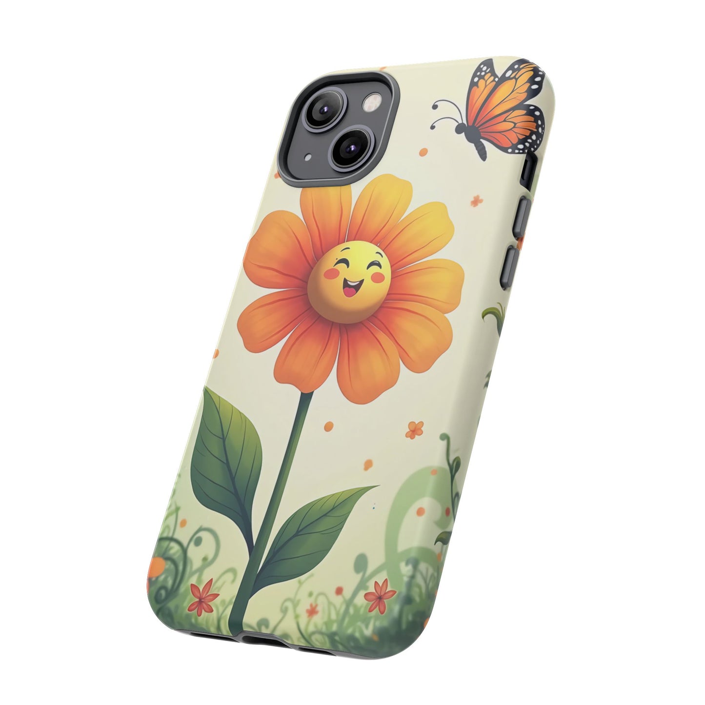 Floral Phone Case with Butterfly Design, Cute Flower Phone Cover for Nature Lovers, Eco-Friendly Gift, Spring Vibes, Birthday Present