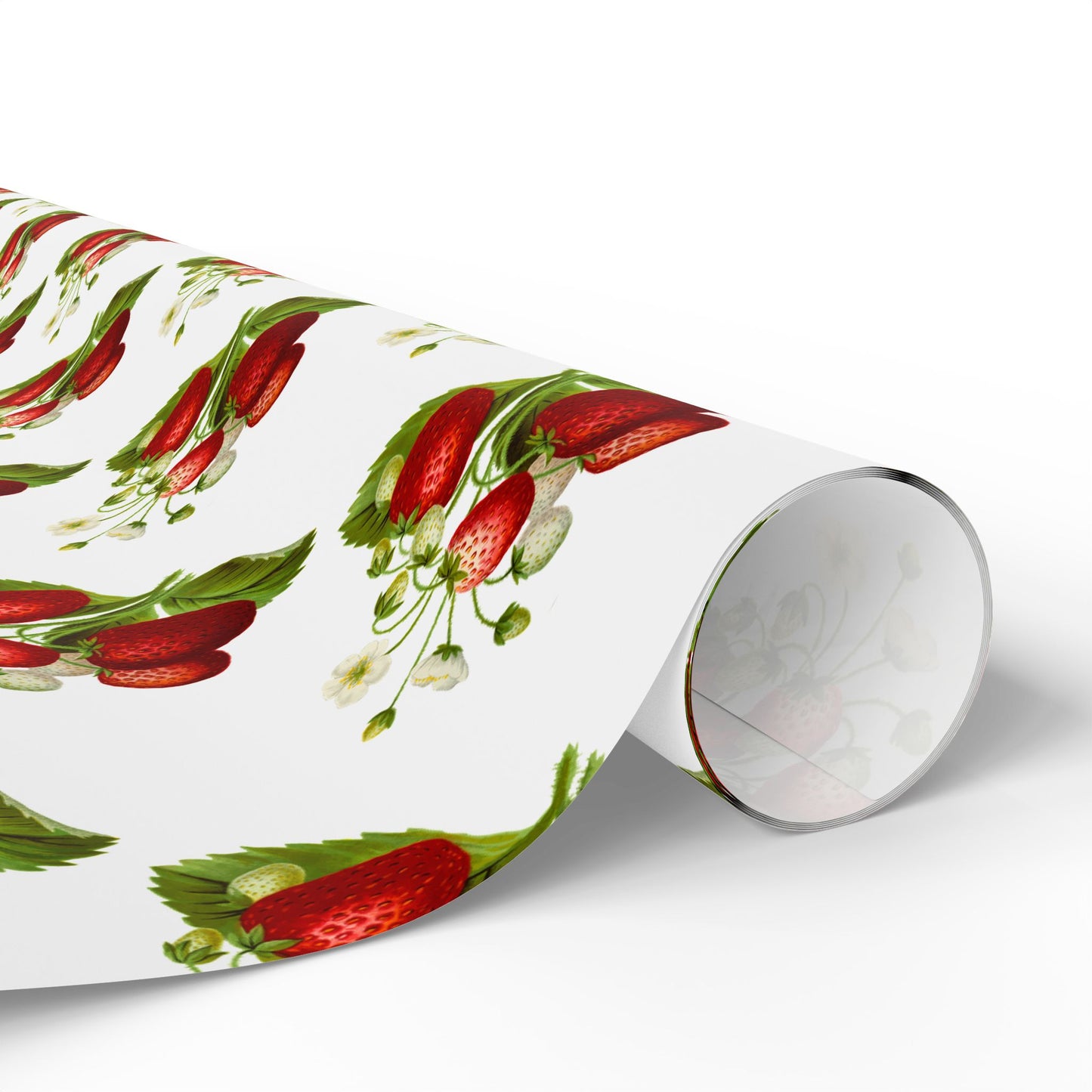 Strawberry Floral Wrapping Paper, Gift Wrap for Birthdays, Holidays, Showers, Eco-friendly Packaging, Cute Strawberry Design