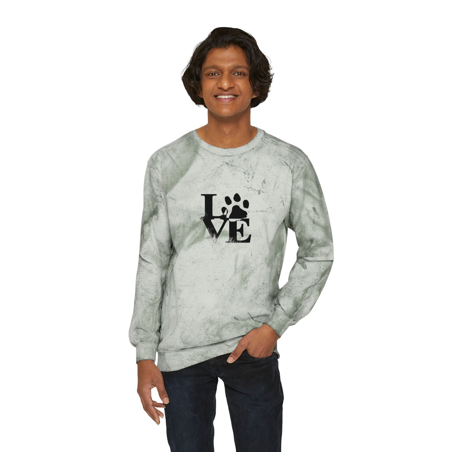 Colorful Love Pet-Inspired Crewneck Sweatshirt, Cozy Outdoor Wear, Gift for Dog Lovers, Casual Style, Perfect for Any Occasion