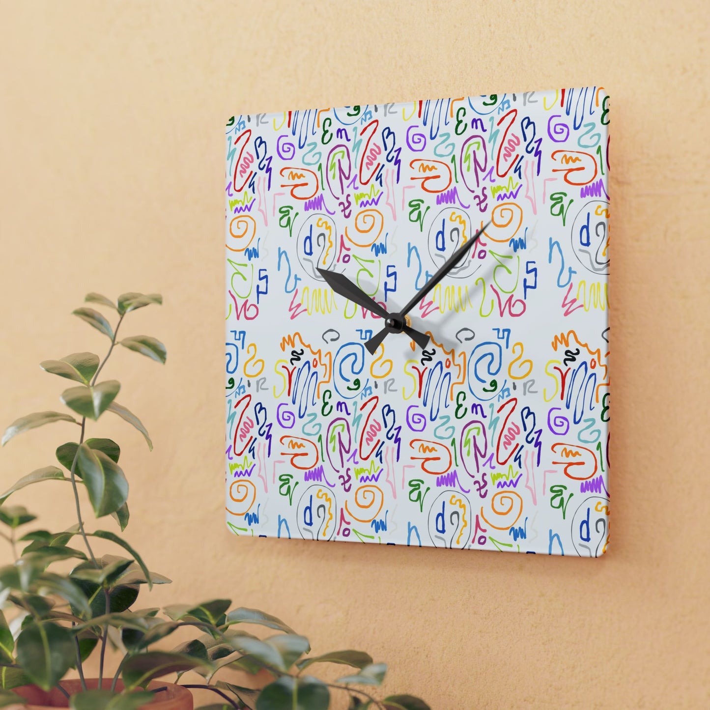 Colorful Abstract Acrylic Wall Clock, Modern Home Décor, Unique Gift, Vibrant Wall Art, Playful Timepiece, Artistic Clock