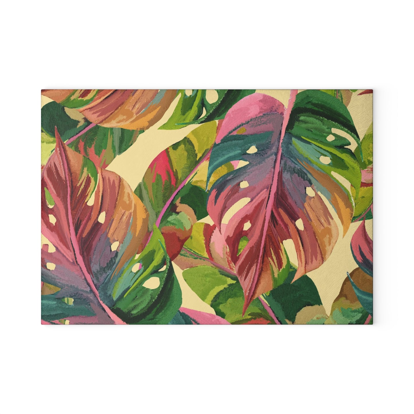 Tropical Leaf Glass Cutting Board, Kitchen Decor, Gift for Home Chefs, Nature Lover Cutting Board, Housewarming Gift