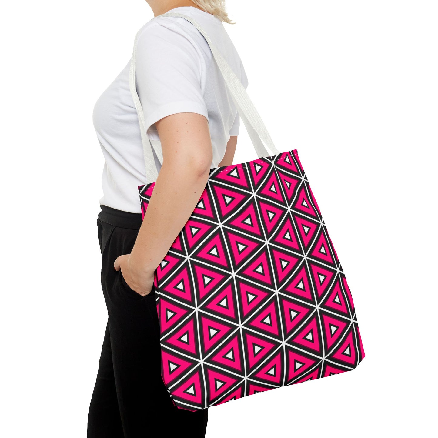 Vibrant Geometric Tote Bag, Trendy Shopping Tote, Cute Carry-All