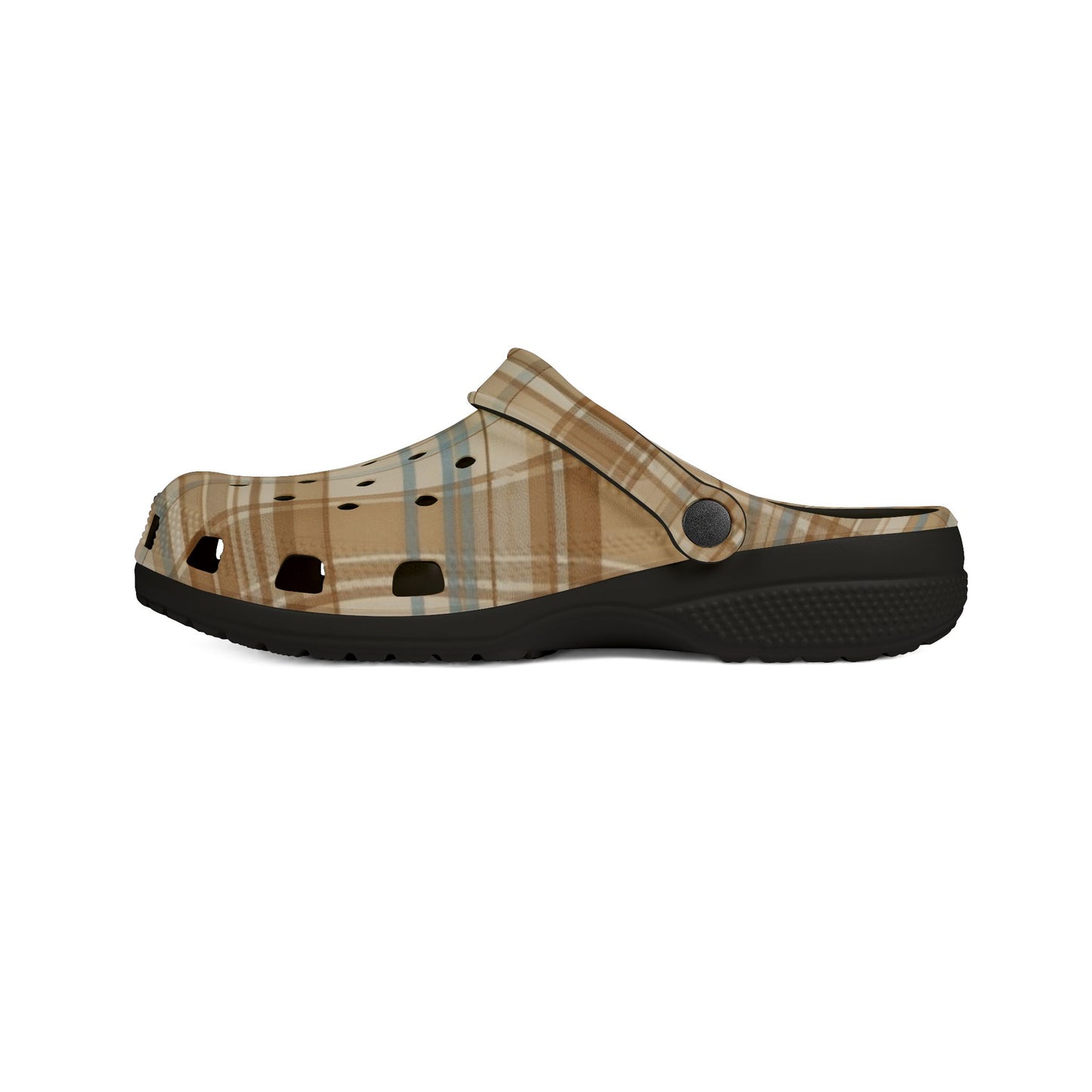 Beige Plaid Clogs / Croc - Comfortable Slip-On Garden & Casual Shoes