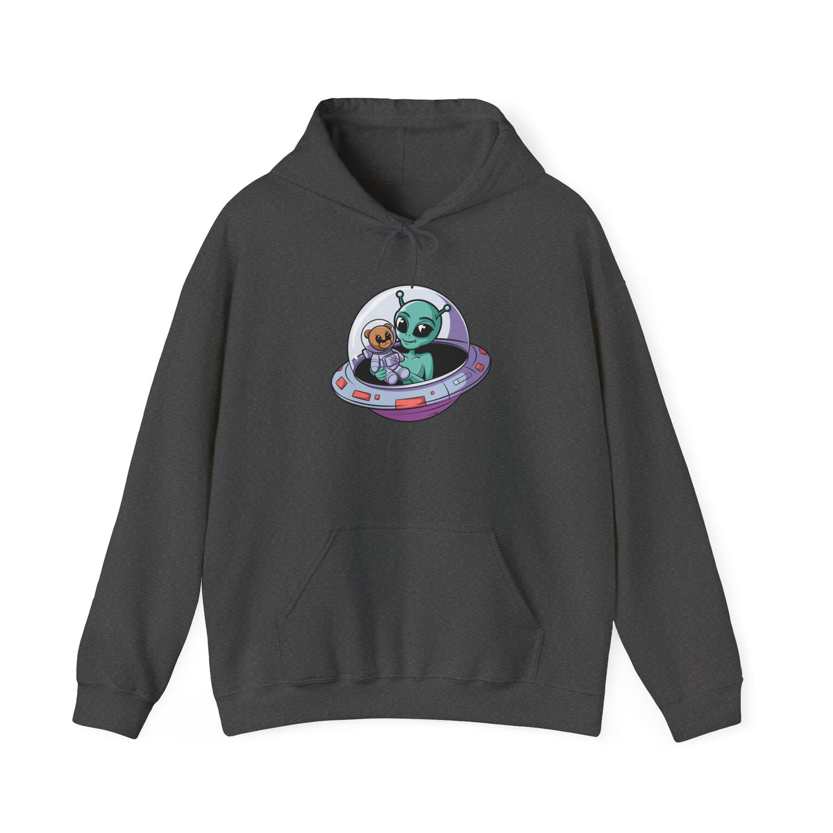 Cute Alien and Kid Hoodie, Unisex Heavy Blend Sweatshirt, UFO Lover Gift, Halloween Costume, Space-Themed Outfit, Birthday Present