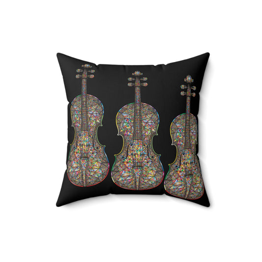 Colorful Violin Art Square Pillow | Music Lover Home Decor, Unique Gift for Musicians, Modern Art Cushion, Cozy Accent Pillow