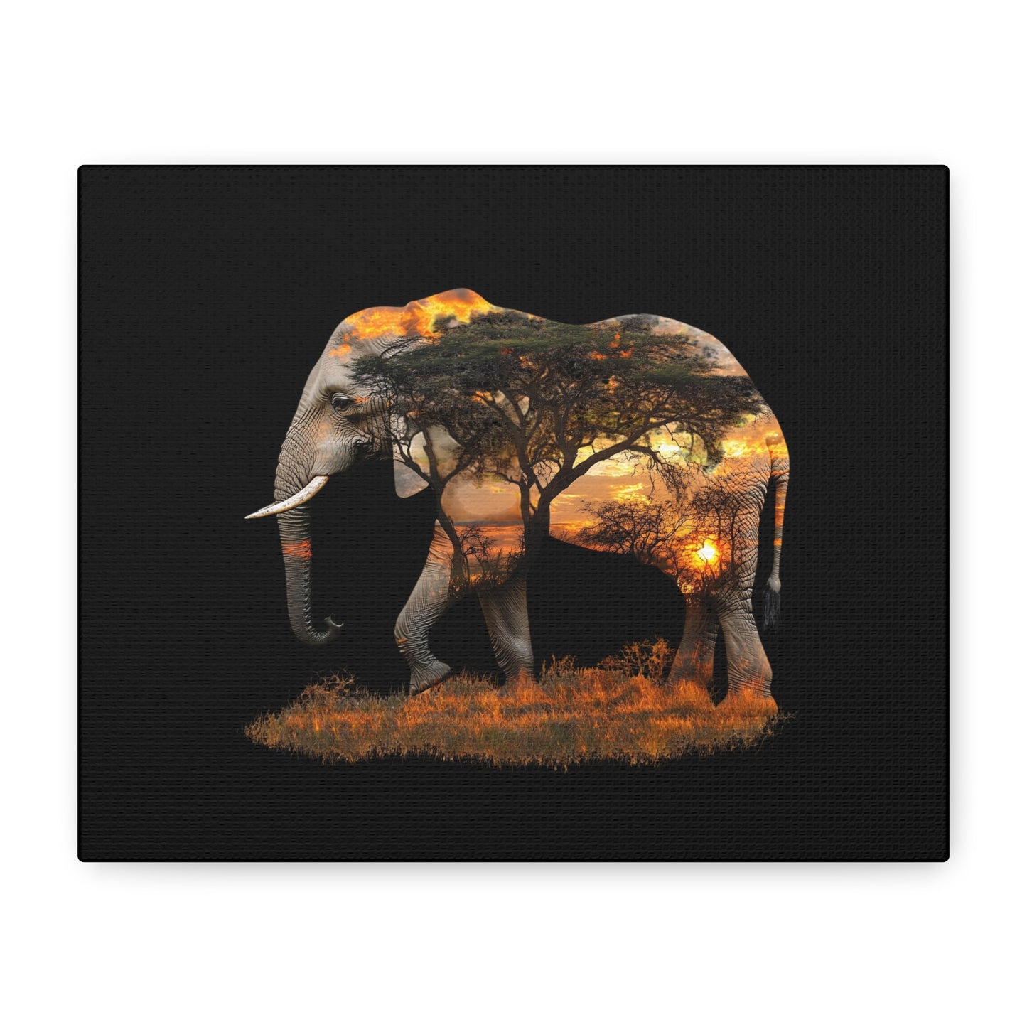 Elephant Tree Matte Canvas Art, Nature Wall Decor, Wildlife Home Decoration, Gift for Animal Lovers, Boho Living Room Accent
