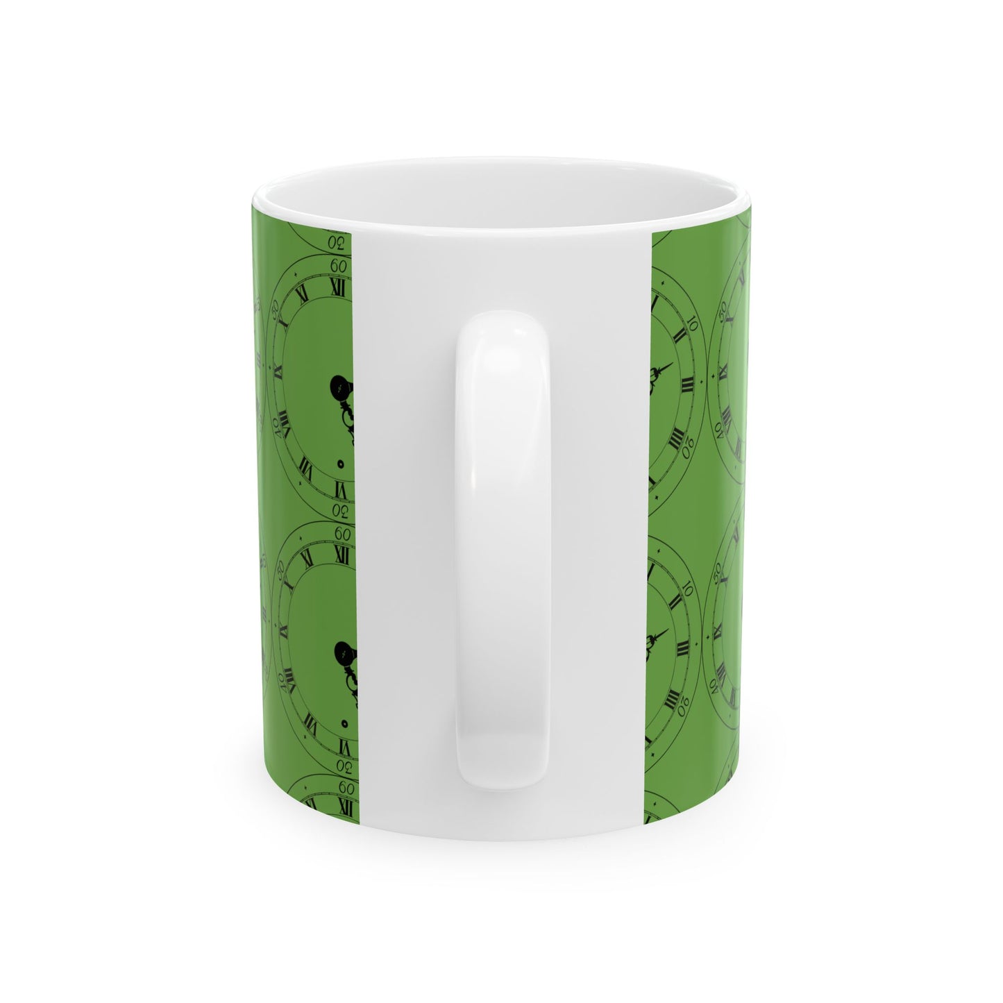 Green Clock Ceramic Mug, Unique Coffee Cup, Perfect Gift for Home, Office, Time Lovers, Functional Decor