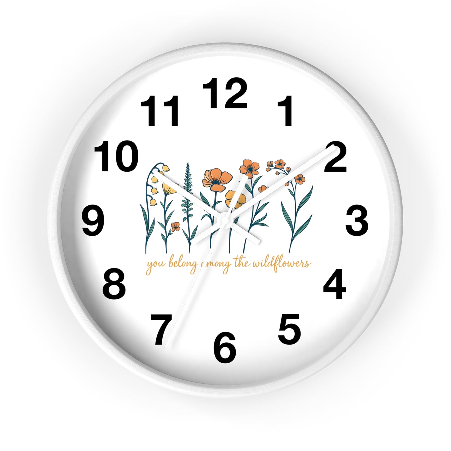 Boho Floral Wall Clock - You Belong Among the Wildflowers, Home Decor, Gift for Nature Lovers, Office Wall Decor, Rustic Style