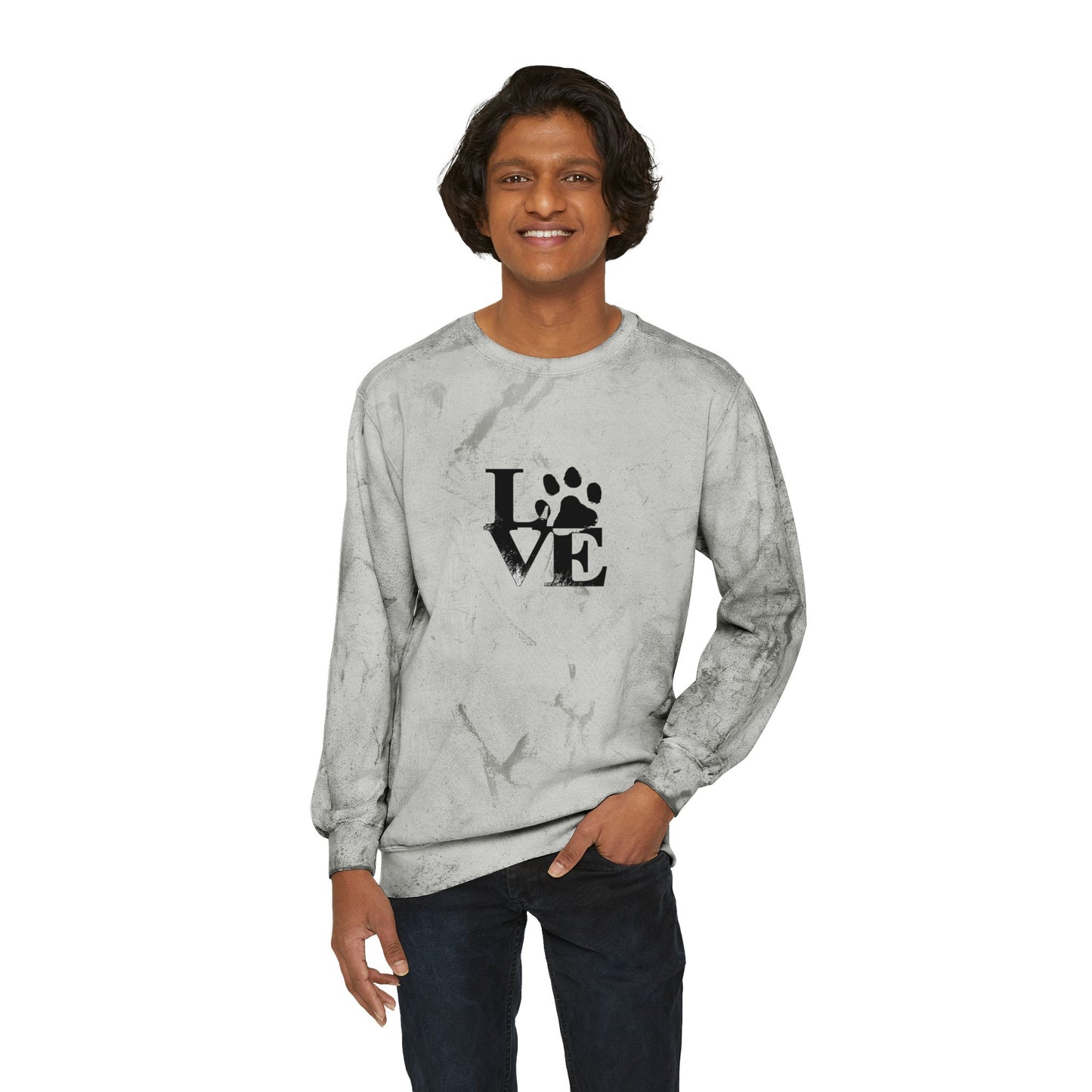 Colorful Love Pet-Inspired Crewneck Sweatshirt, Cozy Outdoor Wear, Gift for Dog Lovers, Casual Style, Perfect for Any Occasion