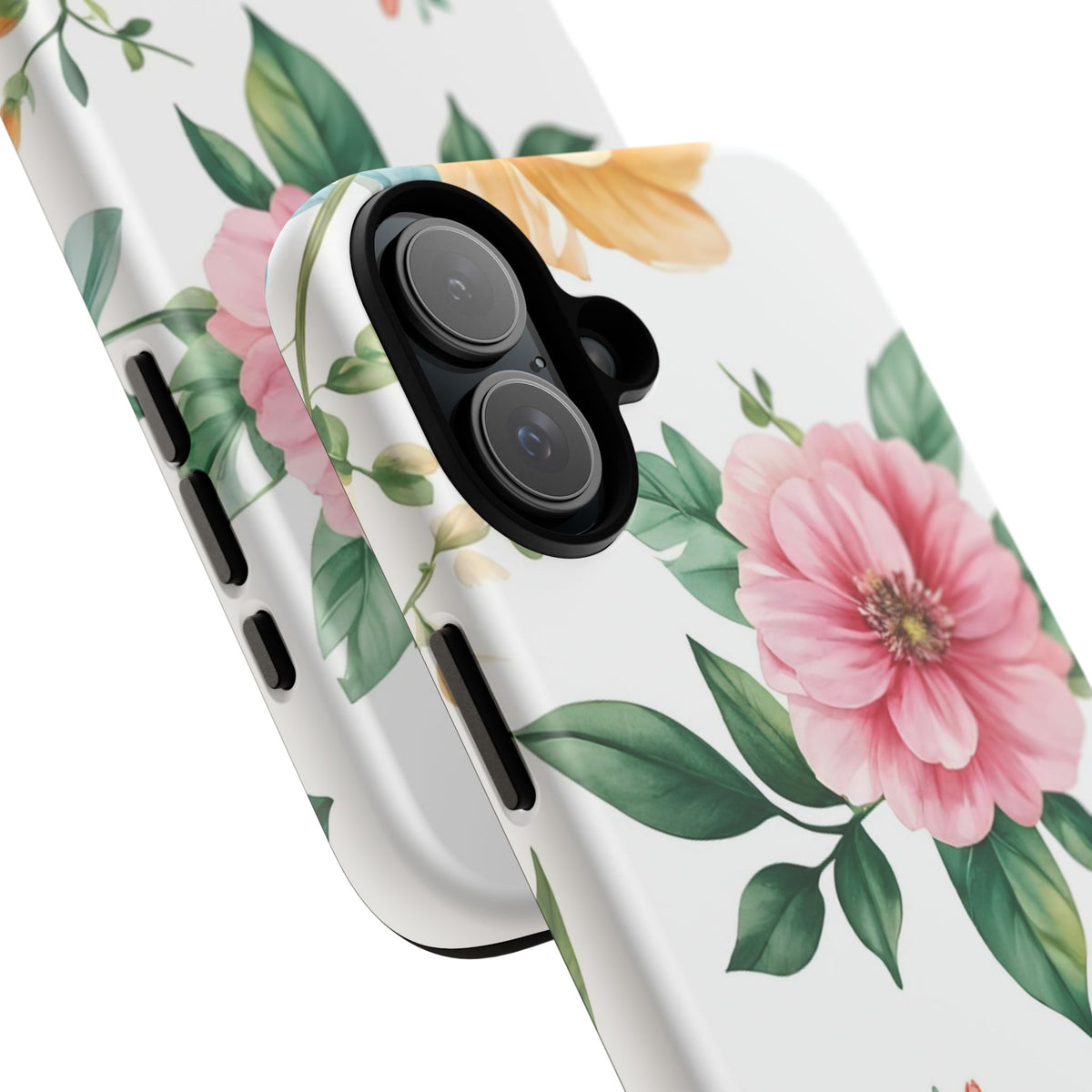 Floral Tough Phone Case — Pink Peony Protective Phone Cover