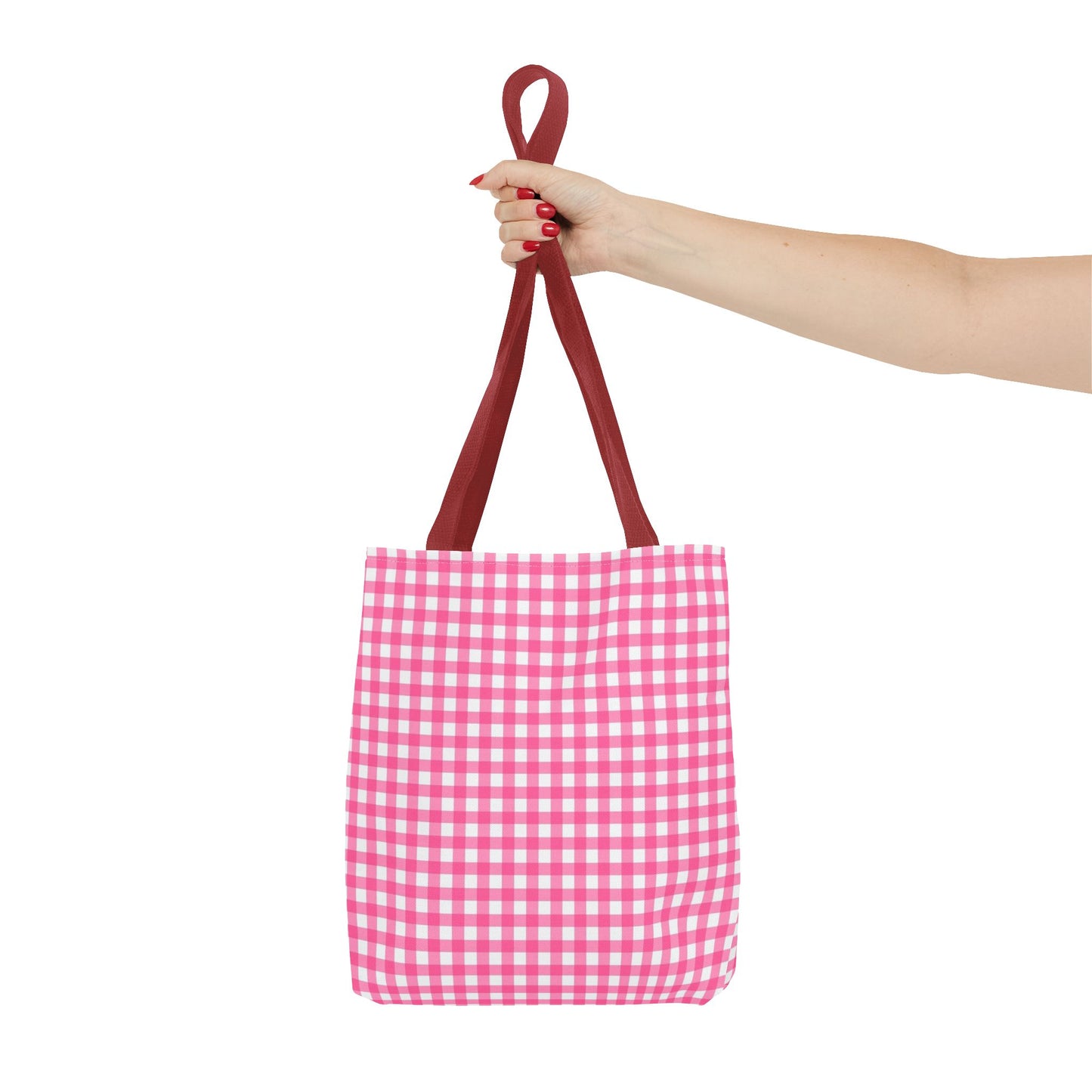 Cute Pink Gingham Tote Bag - Reusable Shopping Bag, Beach Tote