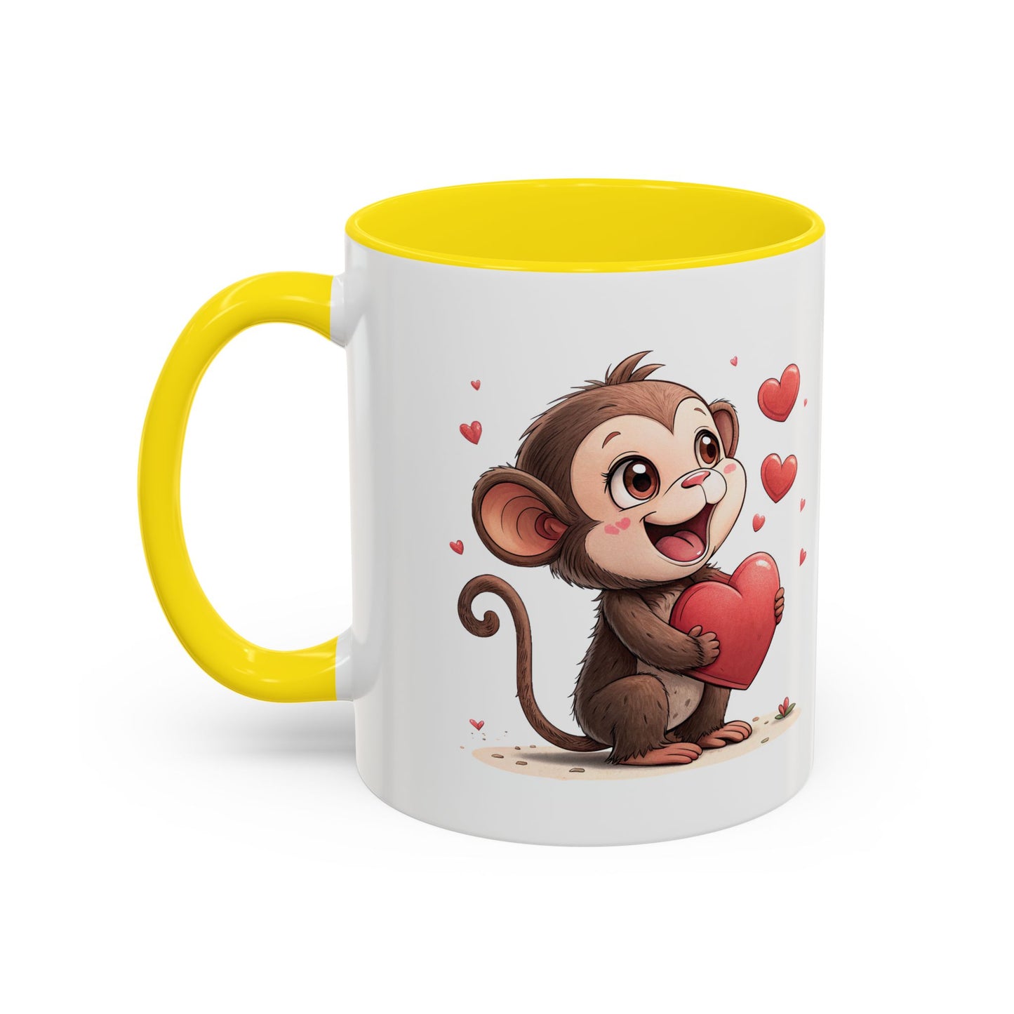 Cute Monkey Love Coffee Mug, Valentine's Gift, Animal Lover's Mug, Heartfelt Coffee Cup, Fun Kitchen Decor
