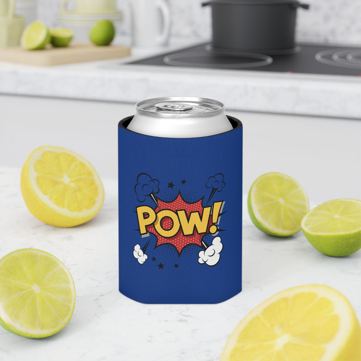 Comic Book Style Beer Can Cooler, Fun Drink Holder, Gift for Gamers, Party Supplies, Summer BBQ Accessory