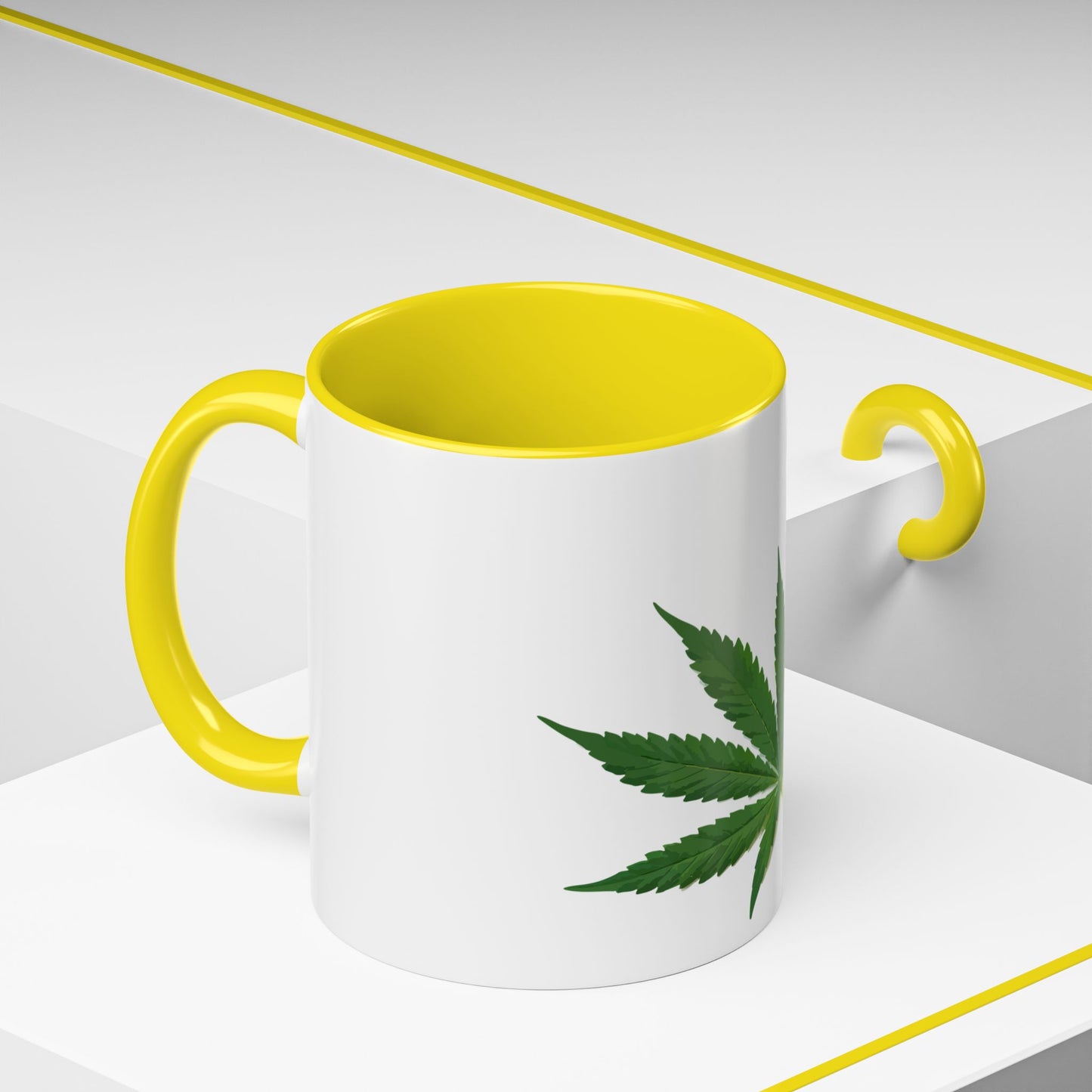 Marijuana Leaf Accent Coffee Mug | Cannabis Lover's Gift, Unique Coffee Cup, Pothead Mug, Stoner Gift Idea, Greenery Decor