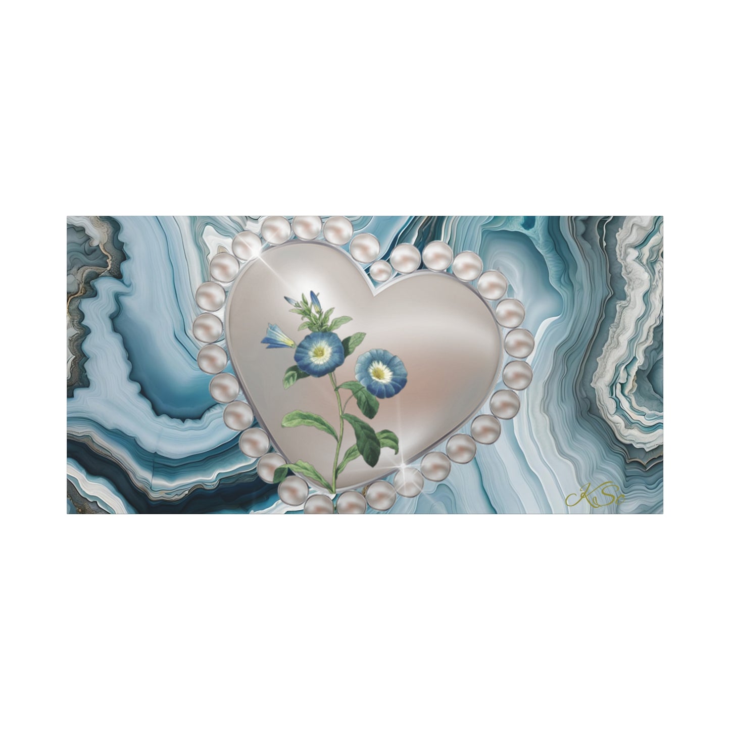 Elegant Floral Heart Canvas Wall Art, Modern Home Decor, Gift for Her