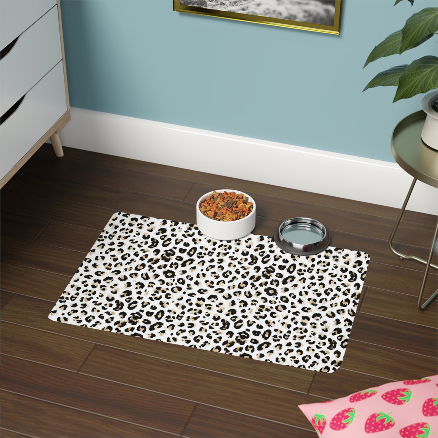 Leopard Print Pet Food Mat (12x18) — Non-Slip Feeding Mat for Cats & Dogs