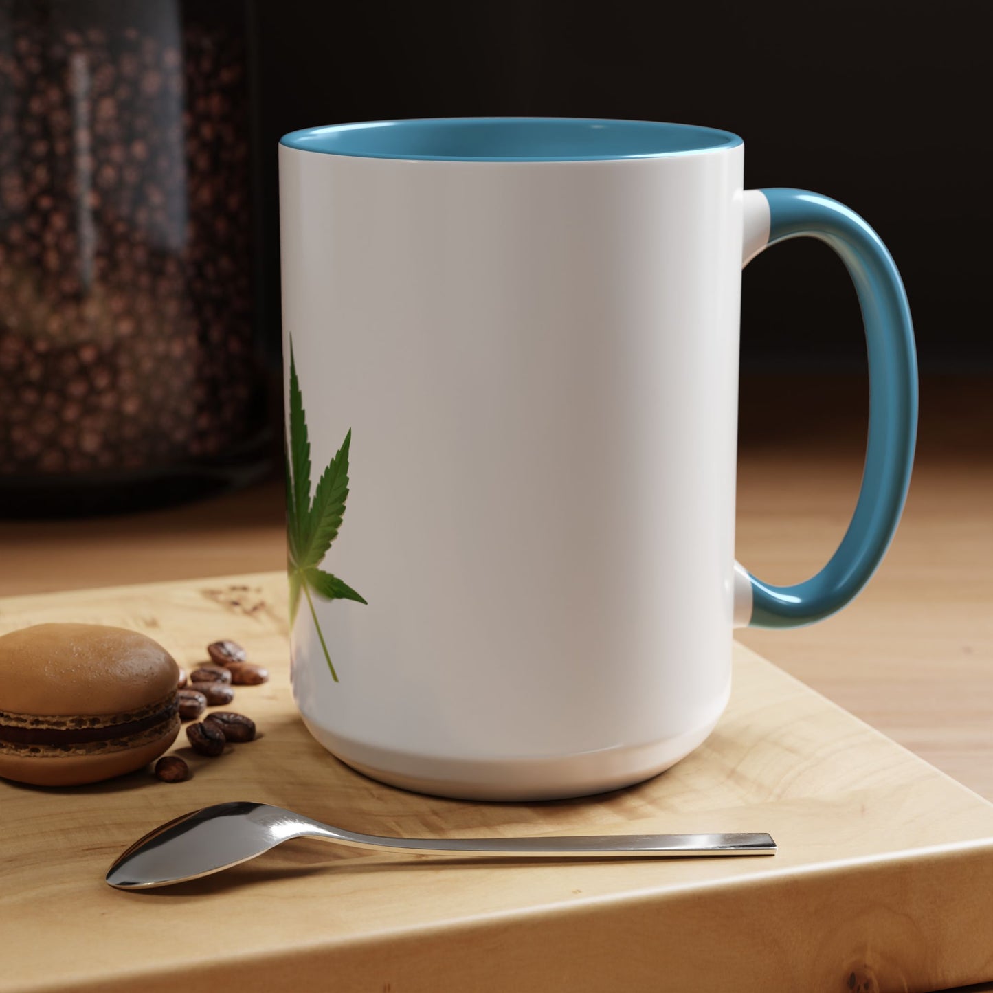 Marijuana Leaf Accent Coffee Mug | Cannabis Lover's Gift, Unique Coffee Cup, Pothead Mug, Stoner Gift Idea, Greenery Decor